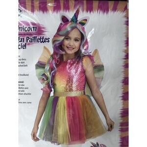 Fun‎ World Rainbow Sequin Unicorn Halloween Costume Size Large 12-14